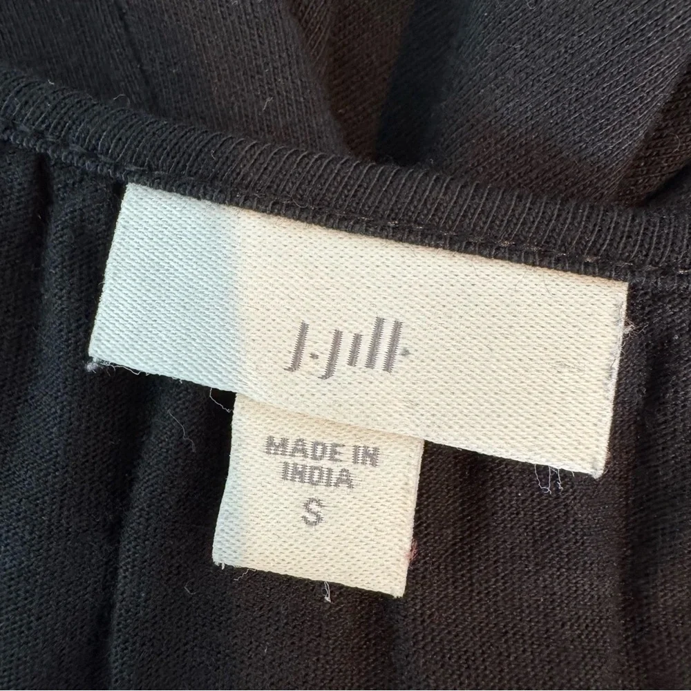 J. Jill Embroidered Cotton Blend Boho Knit Peasant Sheath Dress Black Size S